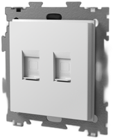Розетка компьютерная RJ45 кат. 5e двойная белая матовая