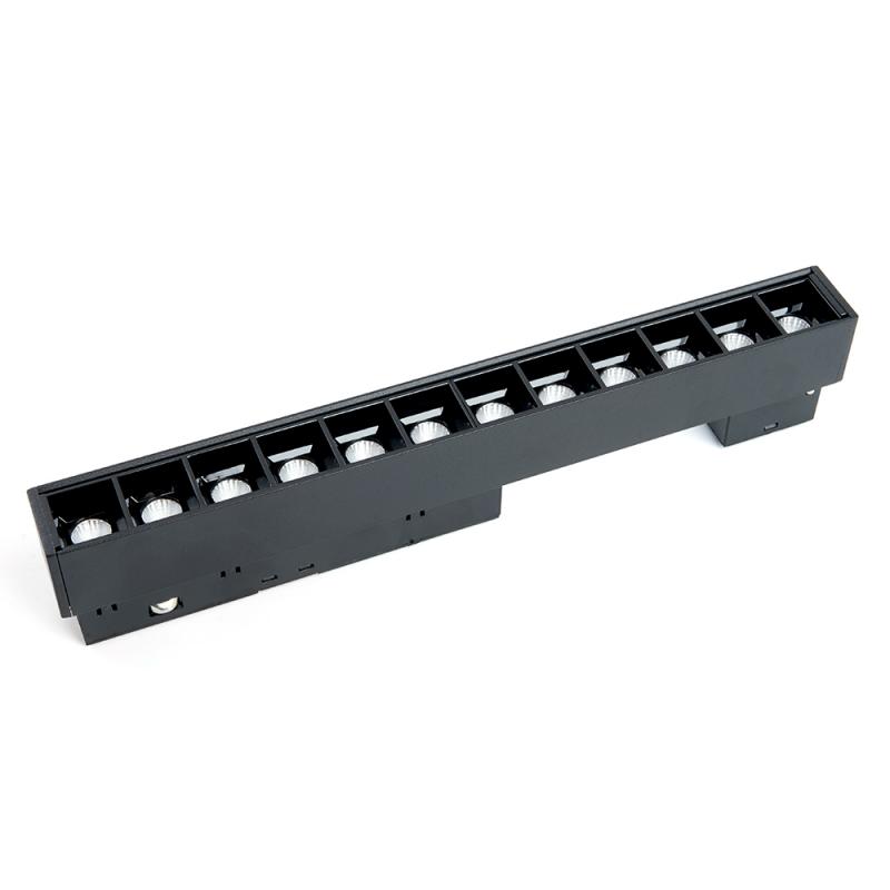 Трековый светодиодный светильник Feron MGN300 12W, 48v, 3000К, 30 градусов, черный серия LensLine