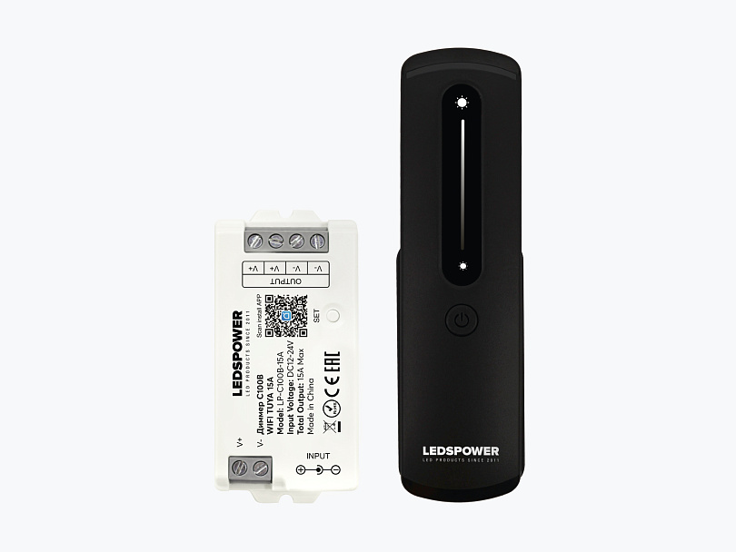 Диммер с пультом C100B 15A, WiFi Tuya, 15A, 12-24DC, упр. 30м 