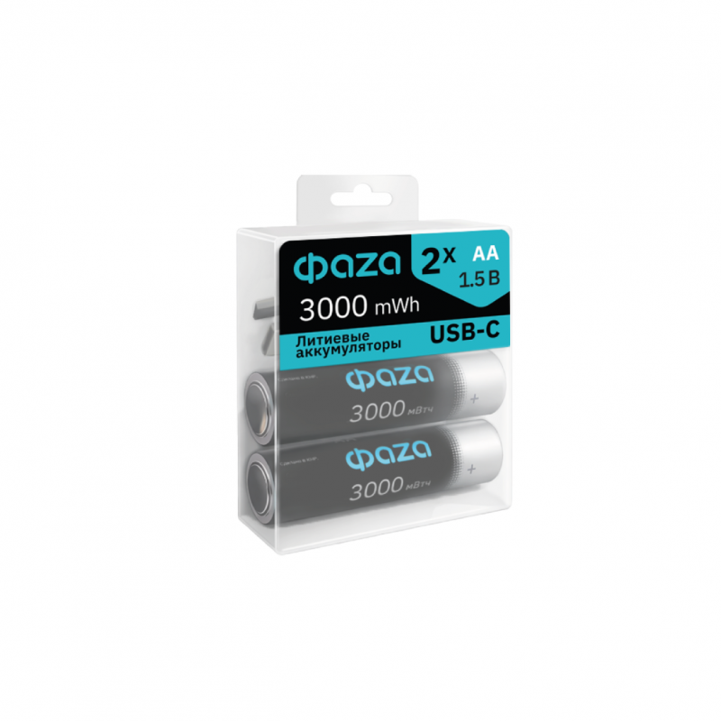 Аккумуляторы Литиевые с Type-C ФАZА  АА 3000 mWh USB PB-2