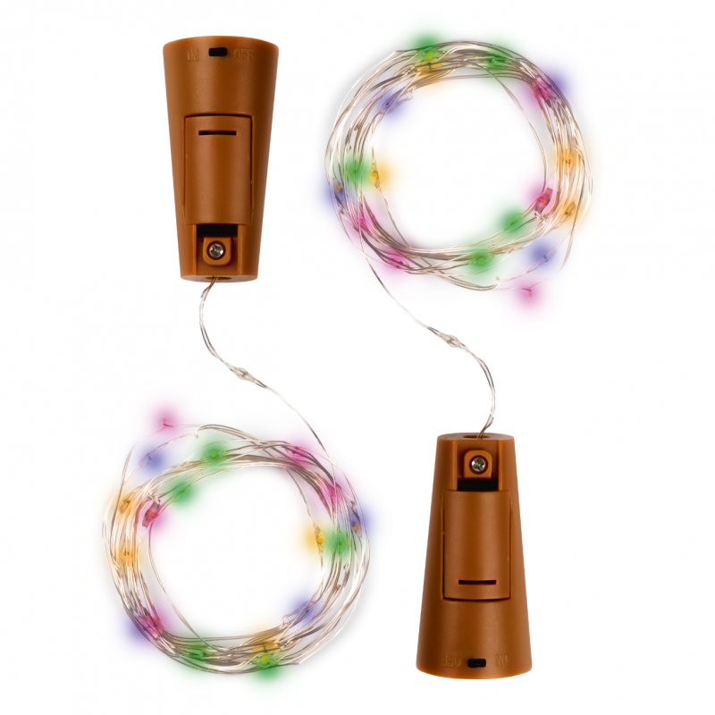 Комплект гирлянд DC-G04-20MS2, комплект 2 шт., Пробки, мульт., 20 LED, 3xAG13