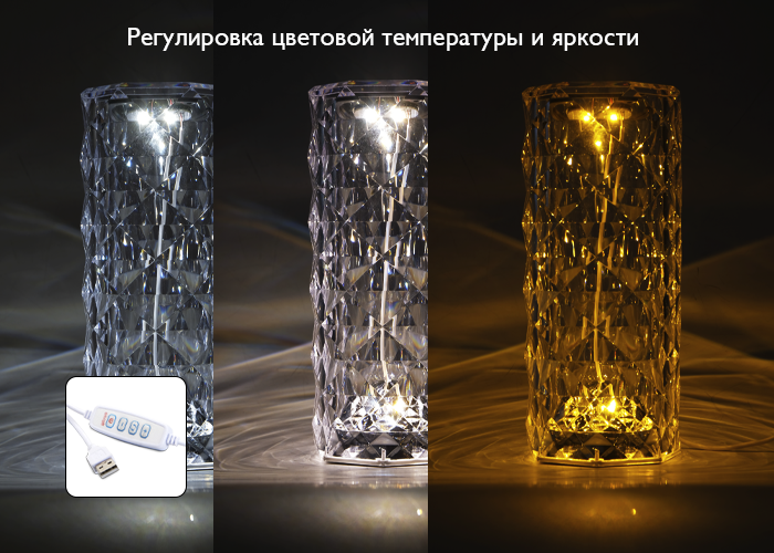 Светильник ФАZА CTL3-USB Настольный прозрачный кристалл