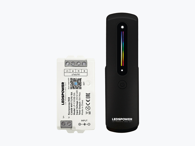 Контроллер с пультом RGB C300B 15A WiFi Tuya 15A DC12-24V