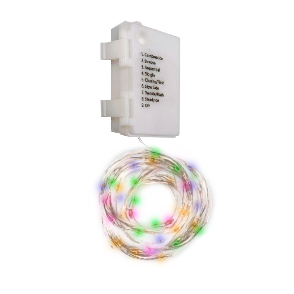 Гирлянда  DC-G03-120M, 120 мульт. microLED, 12.1 м., 8 реж., 3xAA