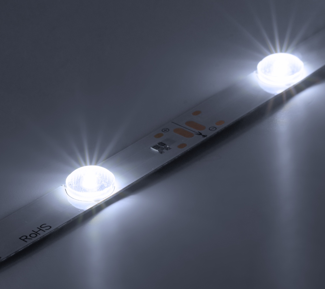 Светодиодная линейка фронтальная 12SMD2835, 12В, с линзами, 4.3Вт, белый 6500-7000К