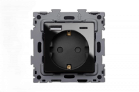 Розетка электрическая с быстрой зарядкой 20W с выходами USB и TYPE C, черная