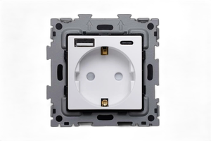 Розетка электрическая с быстрой зарядкой 20W с выходами USB и TYPE C белая матовая