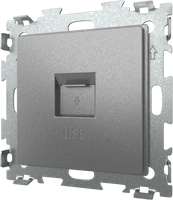 Розетка USB 2.1 серая платина