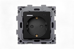 Розетка электрическая с быстрой зарядкой 20W с выходами USB и TYPE C, черная матовая