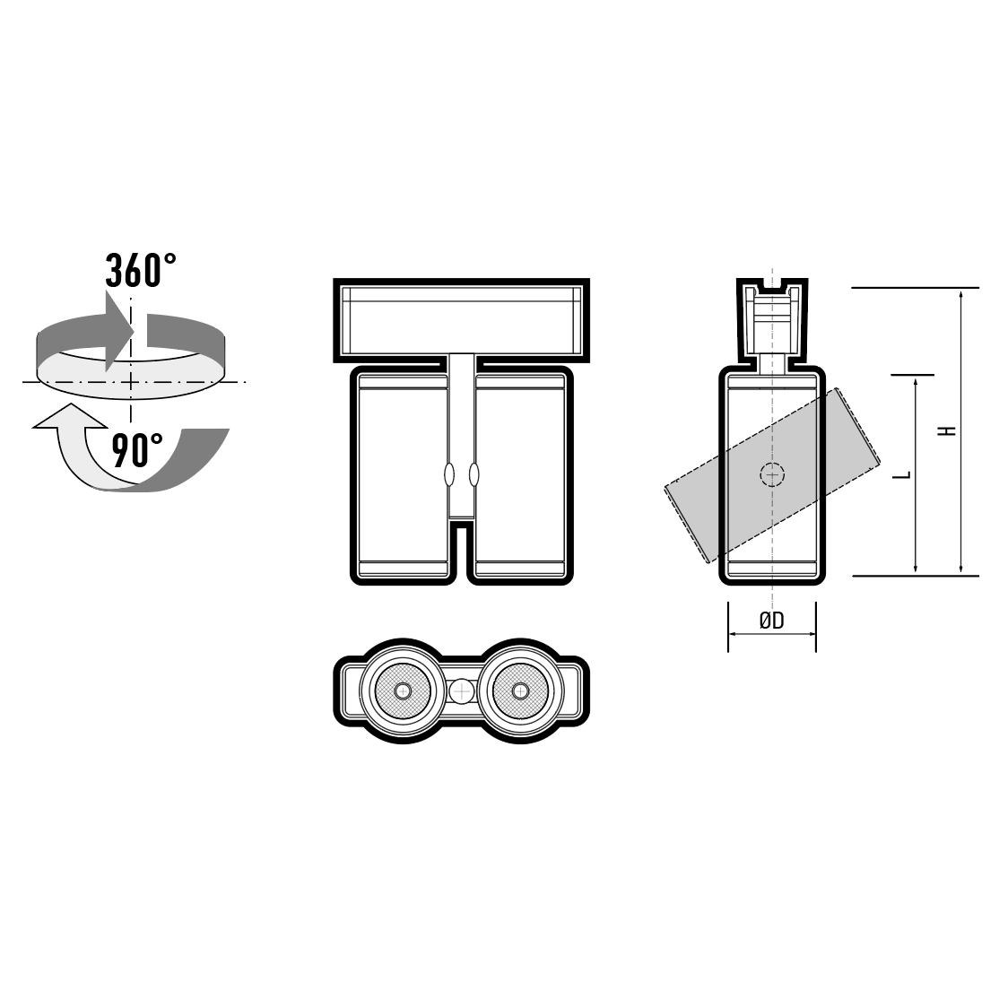 Трековый светодиодный светильник MTR16 2320A 2x10W 4000K 36° BL (чёрный) IP20 Jazzway 