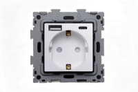 Розетка электрическая с быстрой зарядкой 20W с выходами USB и TYPE C белая матовая