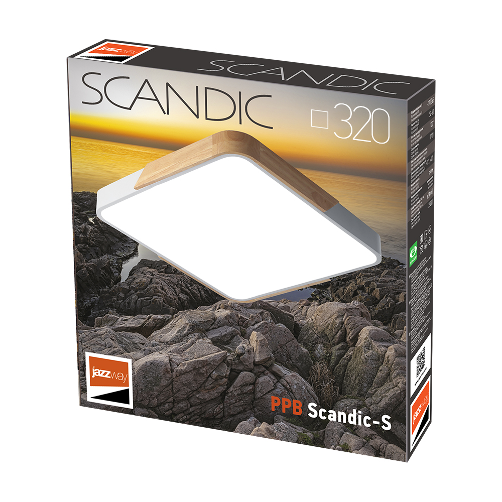 Светильник светодиодный потолочный PPB Scandic-S 36w 4000K GR/W с деревянной планкой(серый) IP20
